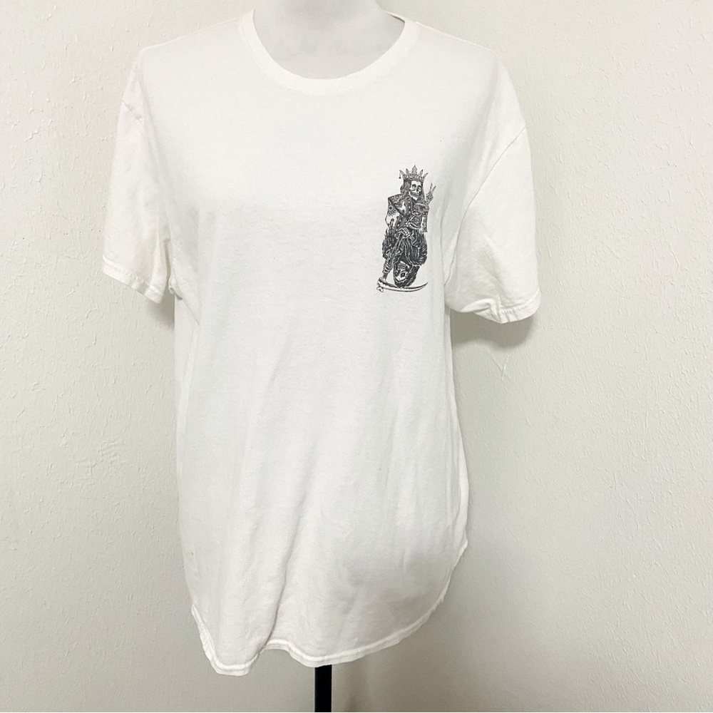 Thirty Single Men’s White T-Shirt 100% Cotton Skeleton King & Grim Reaper Large